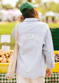 Chicago Denim Jacket - Blue White Pinstripe