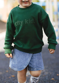 City Kid Monochrome Puff Sweatshirt - Forest Green