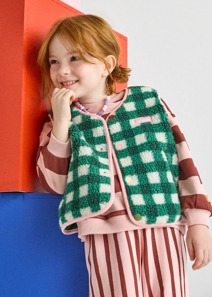 Fleece Vest - Green Check