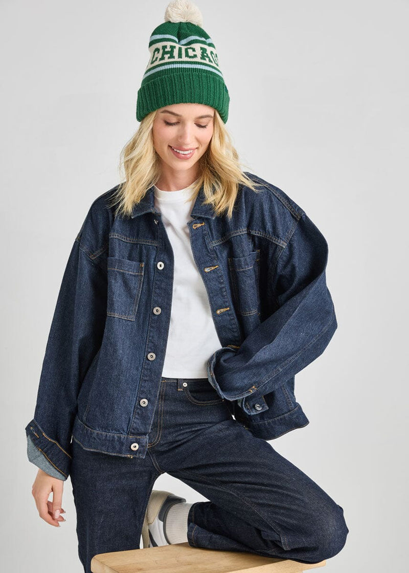 Adult Mad Hatter Chicago Pom Beanie - Emerald