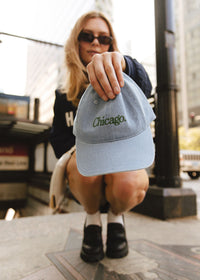 Chicago. Dad Hat - Denim & Forest Green