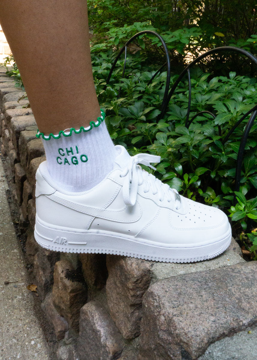 Chicago Ruffle Crew Sock - Green