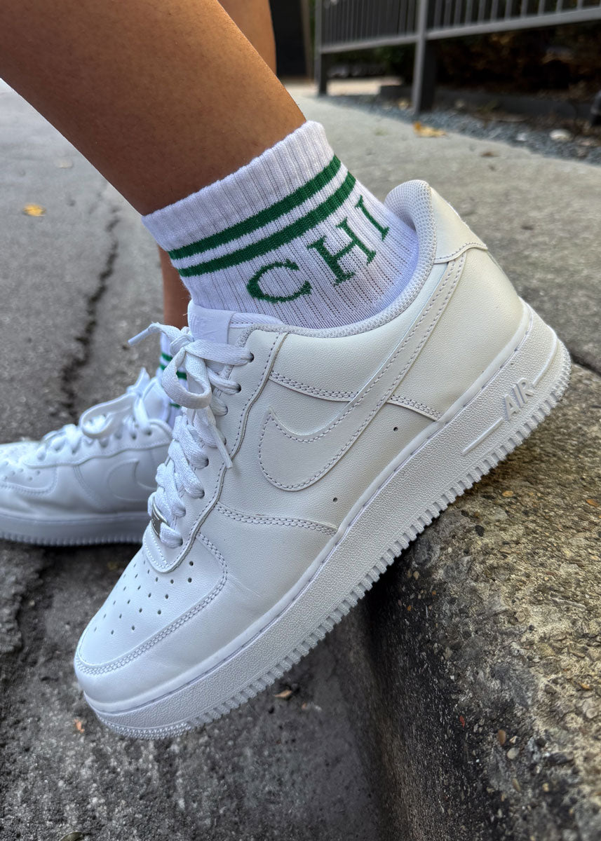 Chi Double Stripe Crew Sock - Green