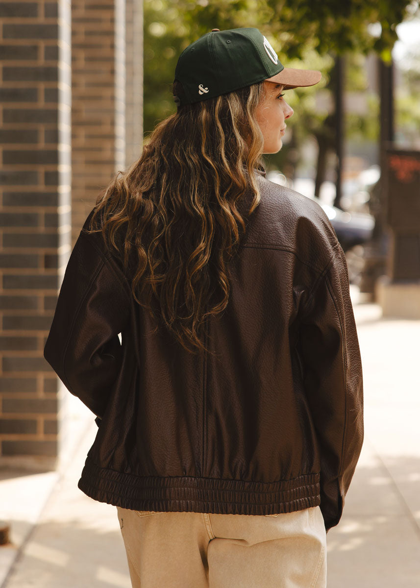 Chicago Puff Baseball Cap - Green & Brown Suede