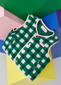 Fleece Vest - Green Check