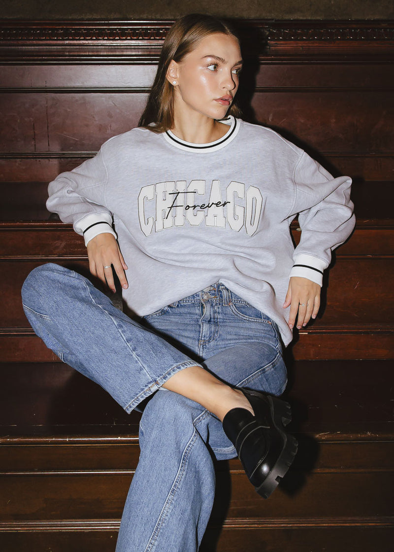 Chicago Forever Embroidered Crew - Grey