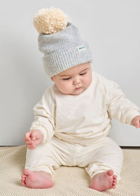 Infant Mad Hatter Ribbed Knit Pom Beanie - Heather Grey
