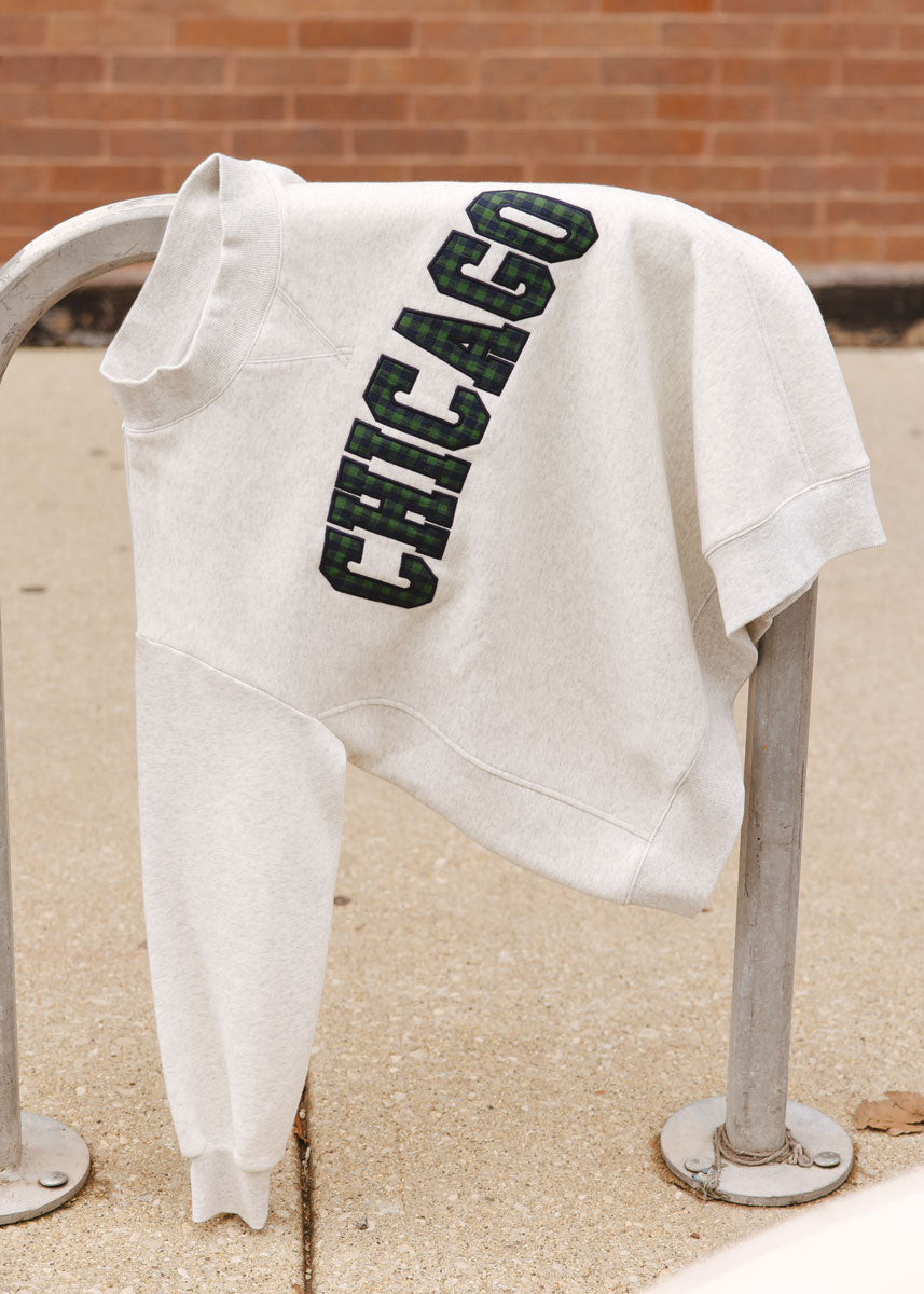 Chicago Collegiate Plaid Mock Neck Sweatshirt - Heather Grey