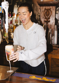 Chi Embroidered Piper Cardigan - Light Grey