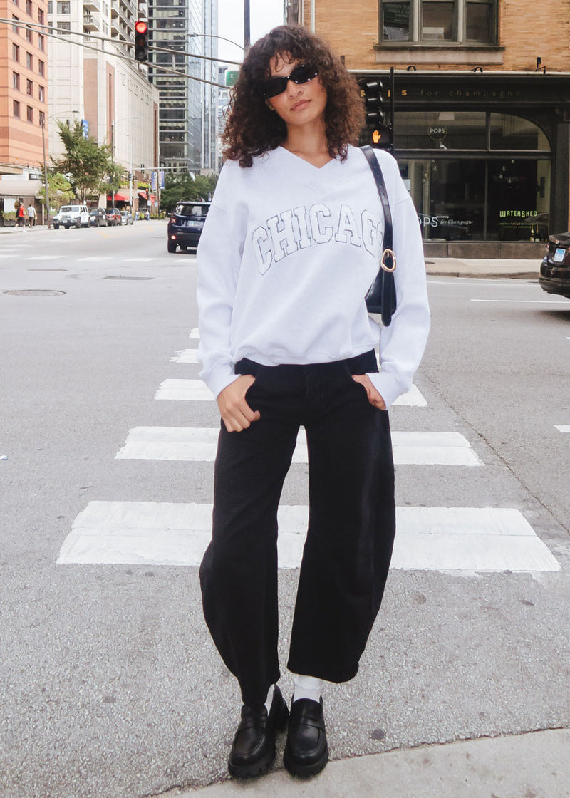 Chicago Boucle V-Neck Sweatshirt - Heather Grey