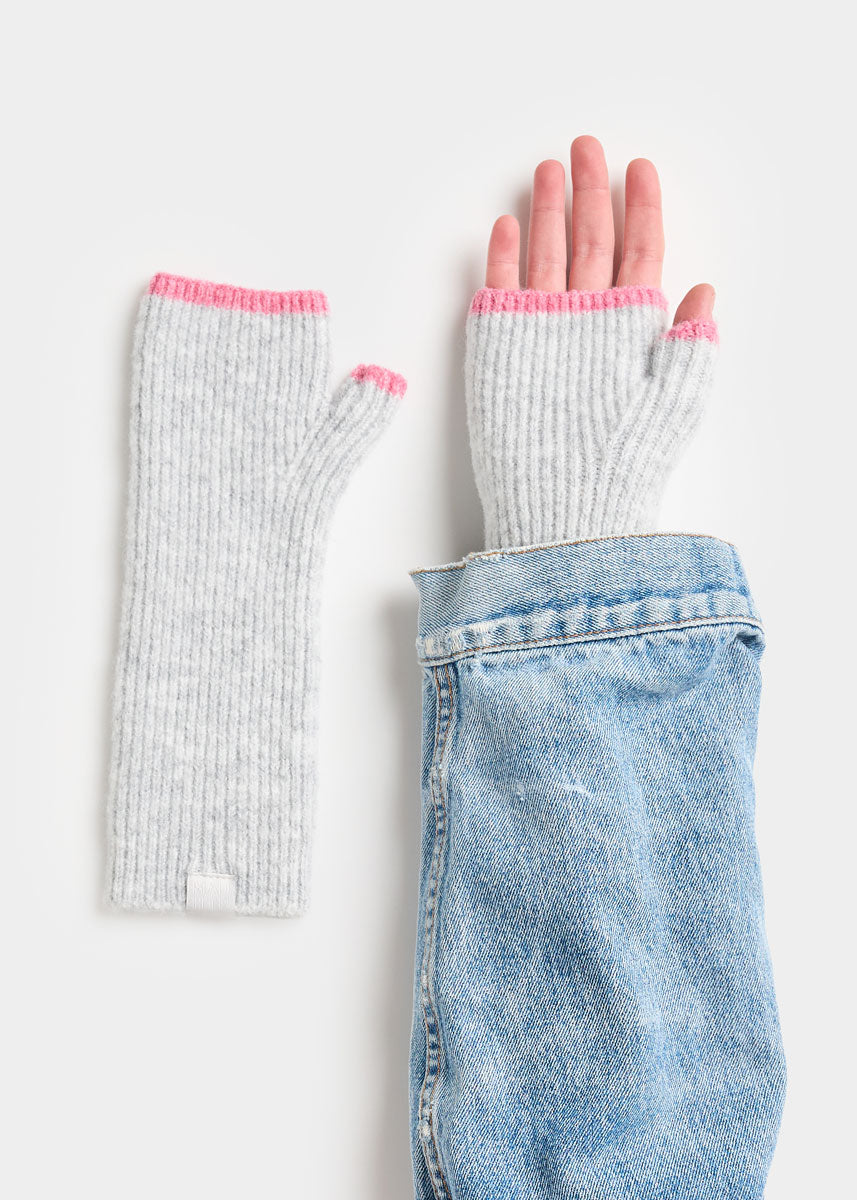 MAD HTR Wrist Warmers - Heather Grey & Pink
