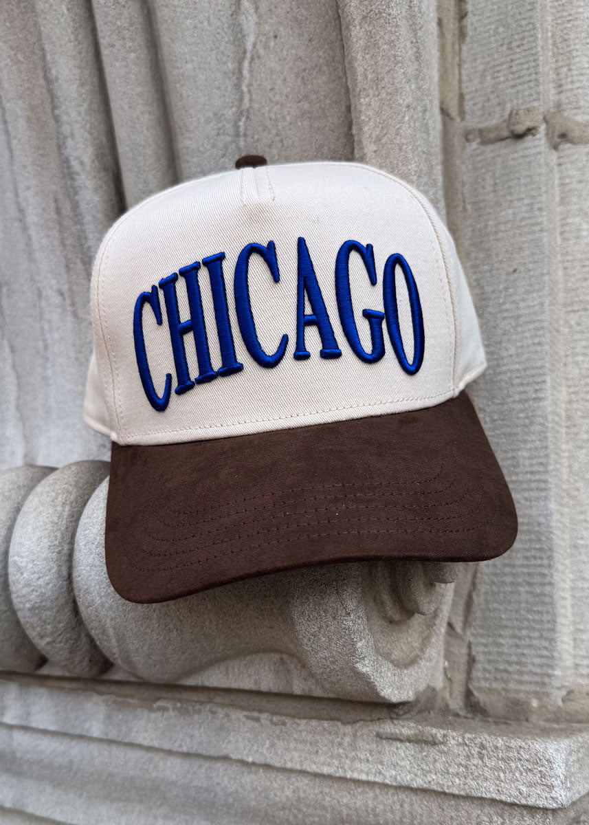 Chicago Puff Baseball Cap - Royal & Brown Suede