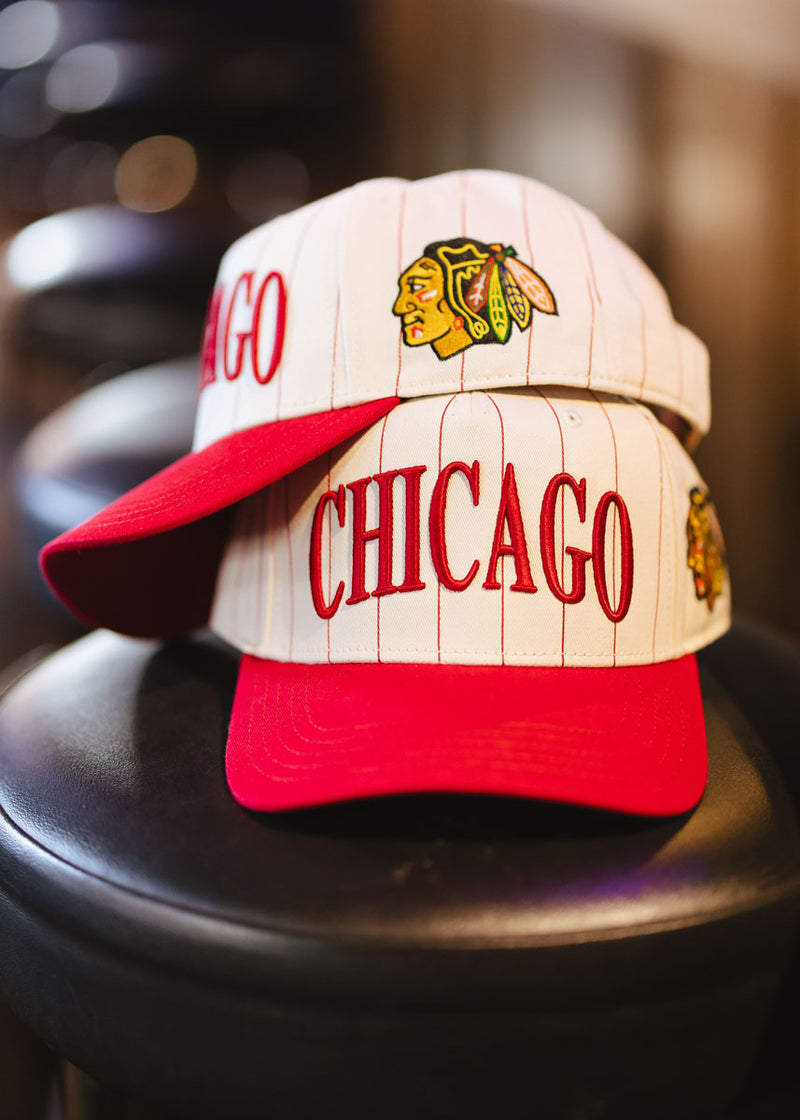 Chicago Blackhawks Puff Pinstripe Baseball Cap