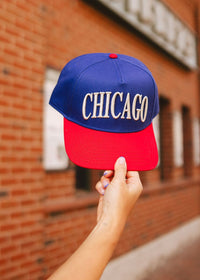 Chicago Puff Baseball Cap - Blue & Red