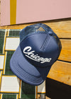 Chicago Script Trucker Hat - Navy