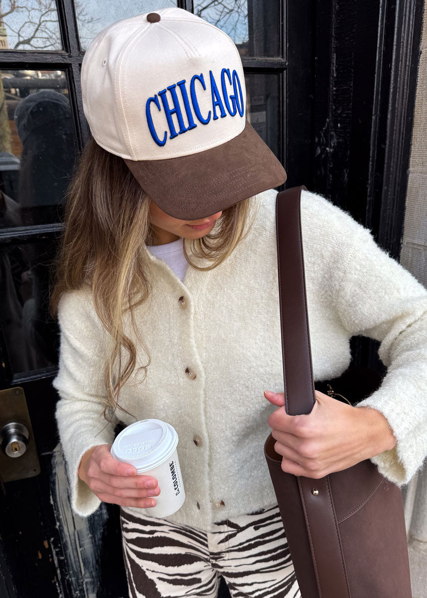 Chicago Puff Baseball Cap - Royal & Brown Suede