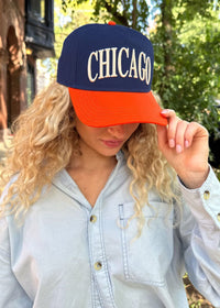 Chicago Puff Colorblock Baseball Cap - Navy & Orange