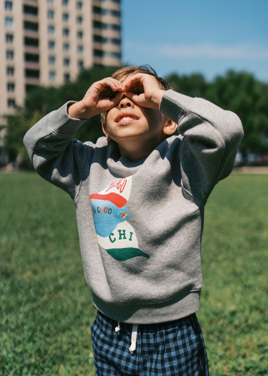 Chicago Hat Stack Crewneck - Grey