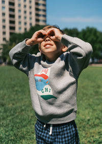 Chicago Hat Stack Crewneck - Grey