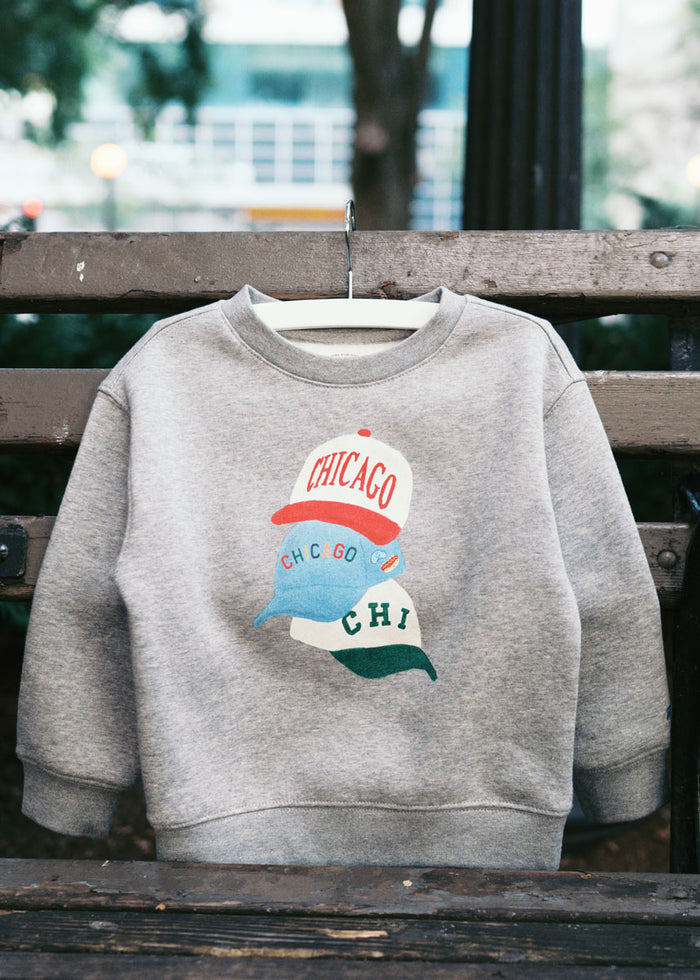 Chicago Hat Stack Crewneck - Grey