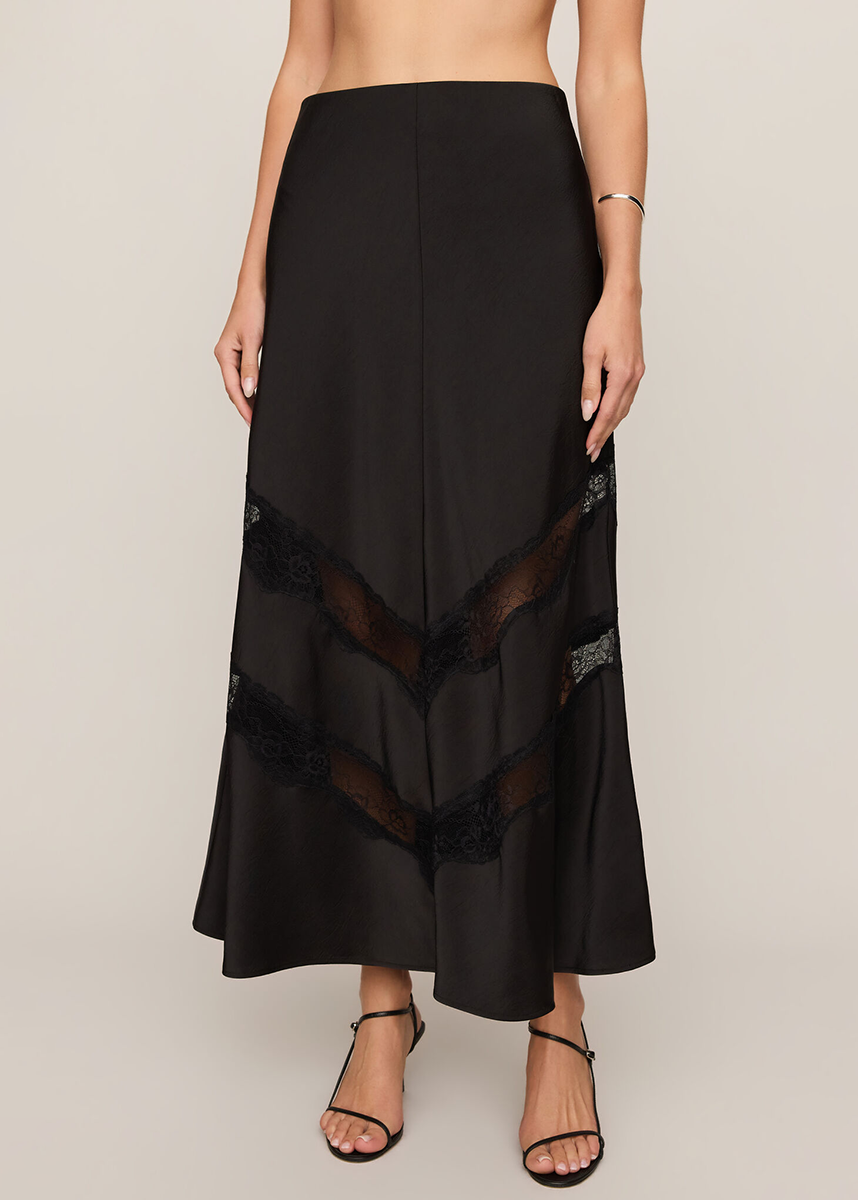 Kori Lace Inset Skirt - Black
