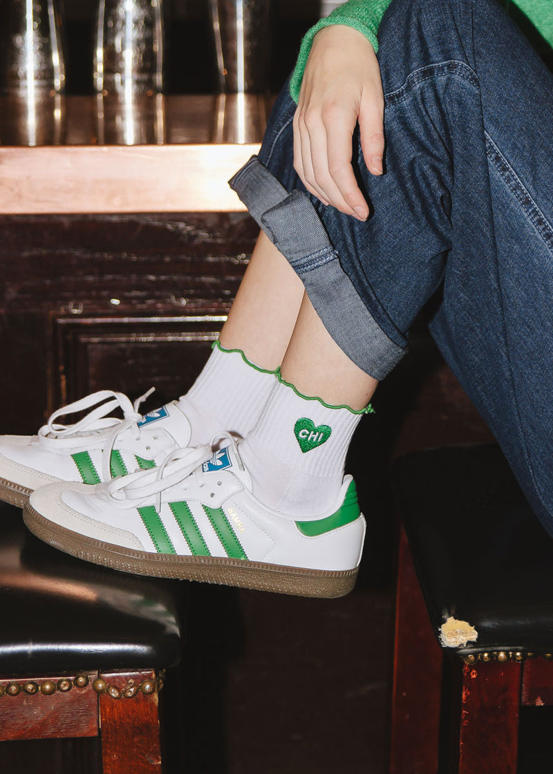 Chi Heart Ruffle Sock - Green