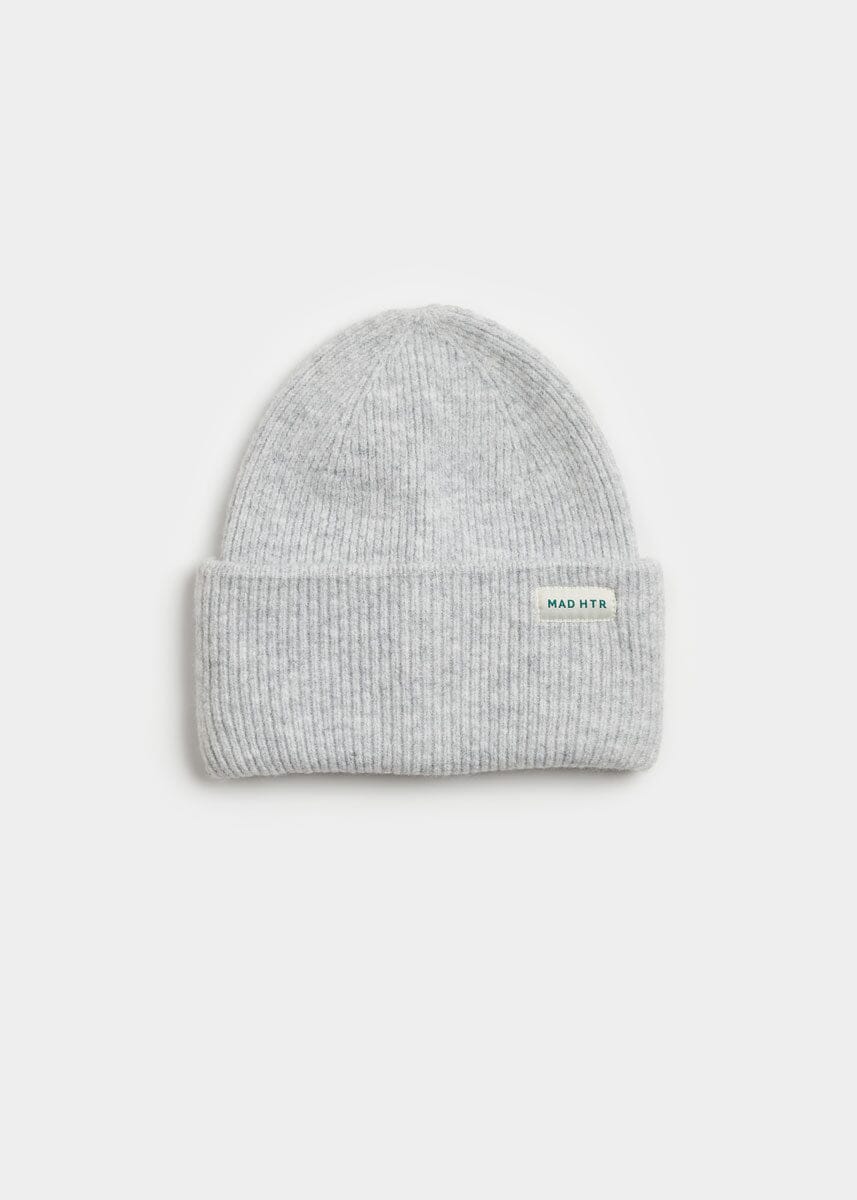 Adult Mad Hatter Ribbed Knit Beanie - Heather Grey
