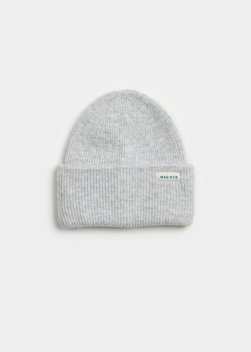 Adult Mad Hatter Ribbed Knit Beanie - Heather Grey