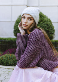 Adult Mad Hatter Ribbed Knit Beanie - Heather Grey
