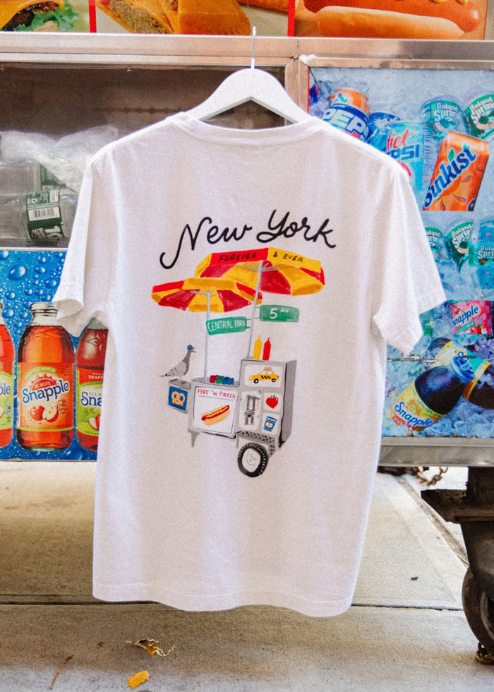 NYC Hot Dog Stand Unisex Tee - Natural