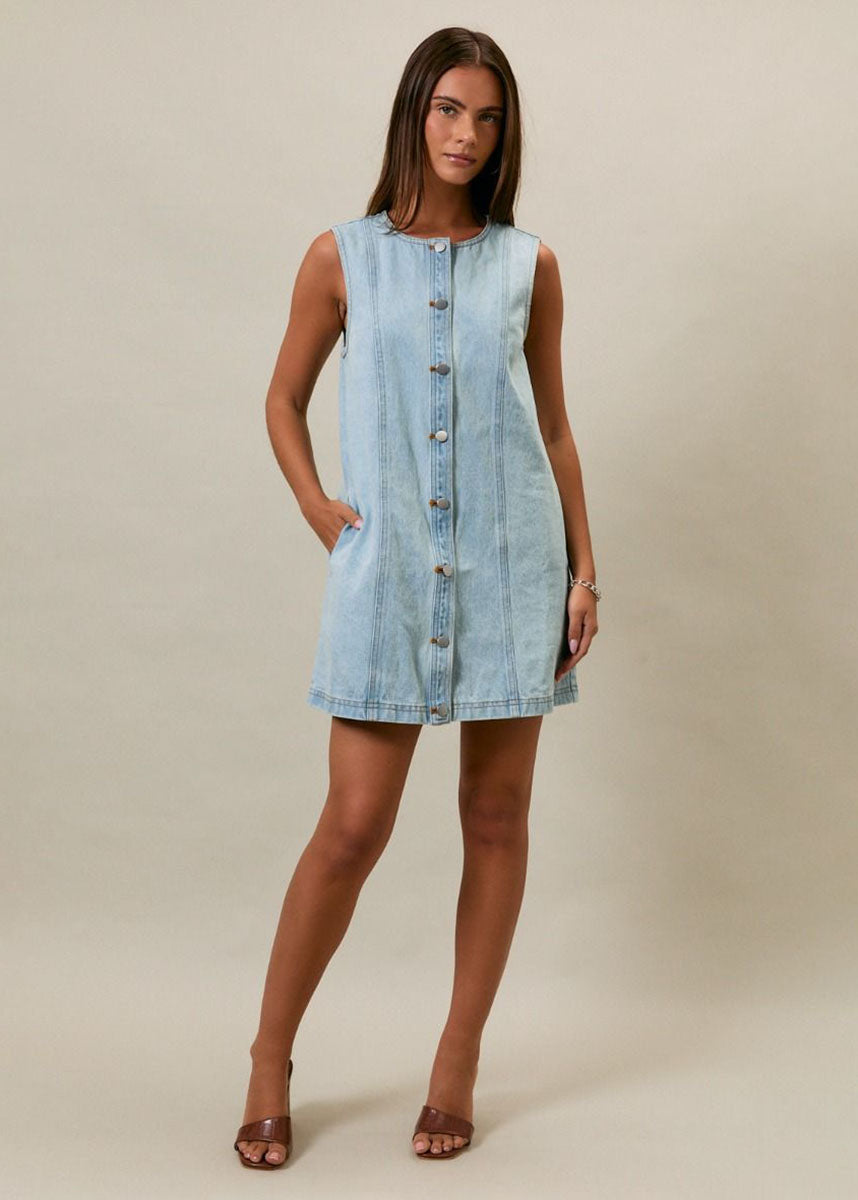 Remi Denim Mini Dress - Light Denim