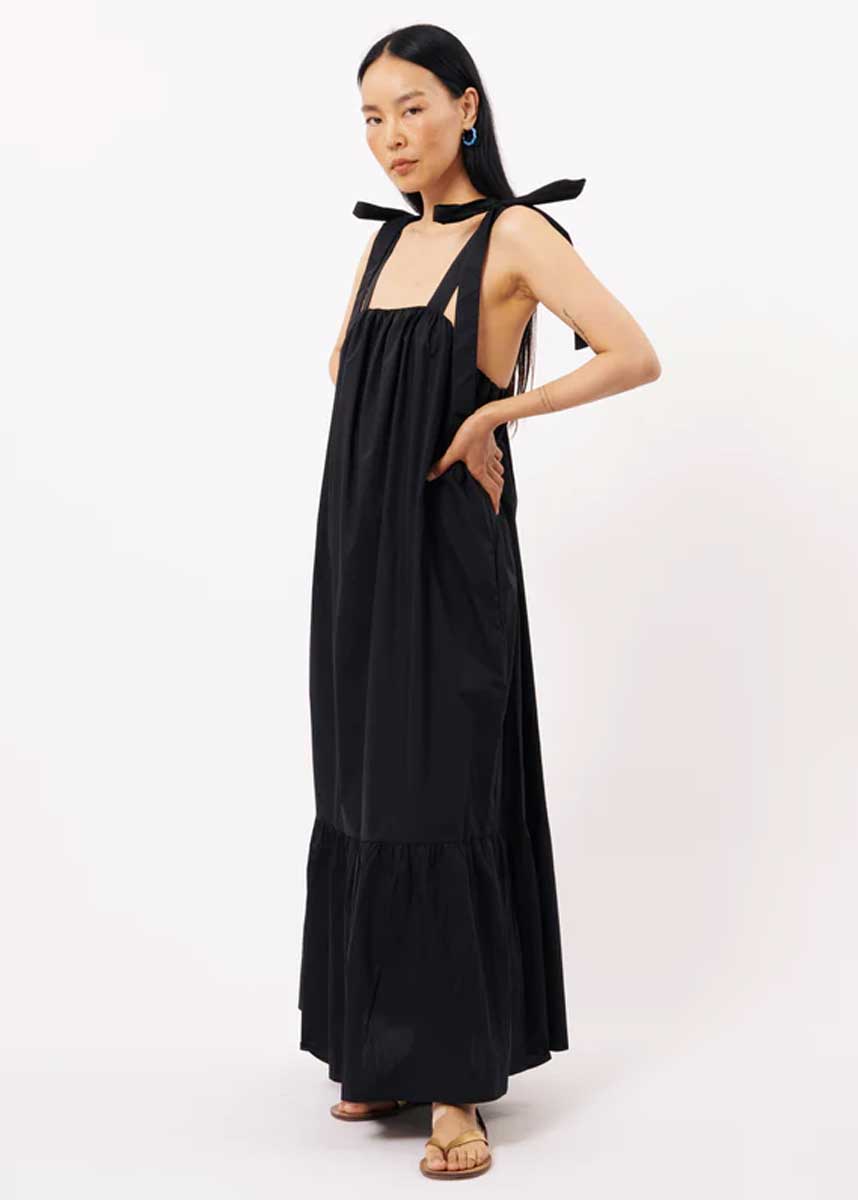 Cylia Woven Maxi Dress - Black