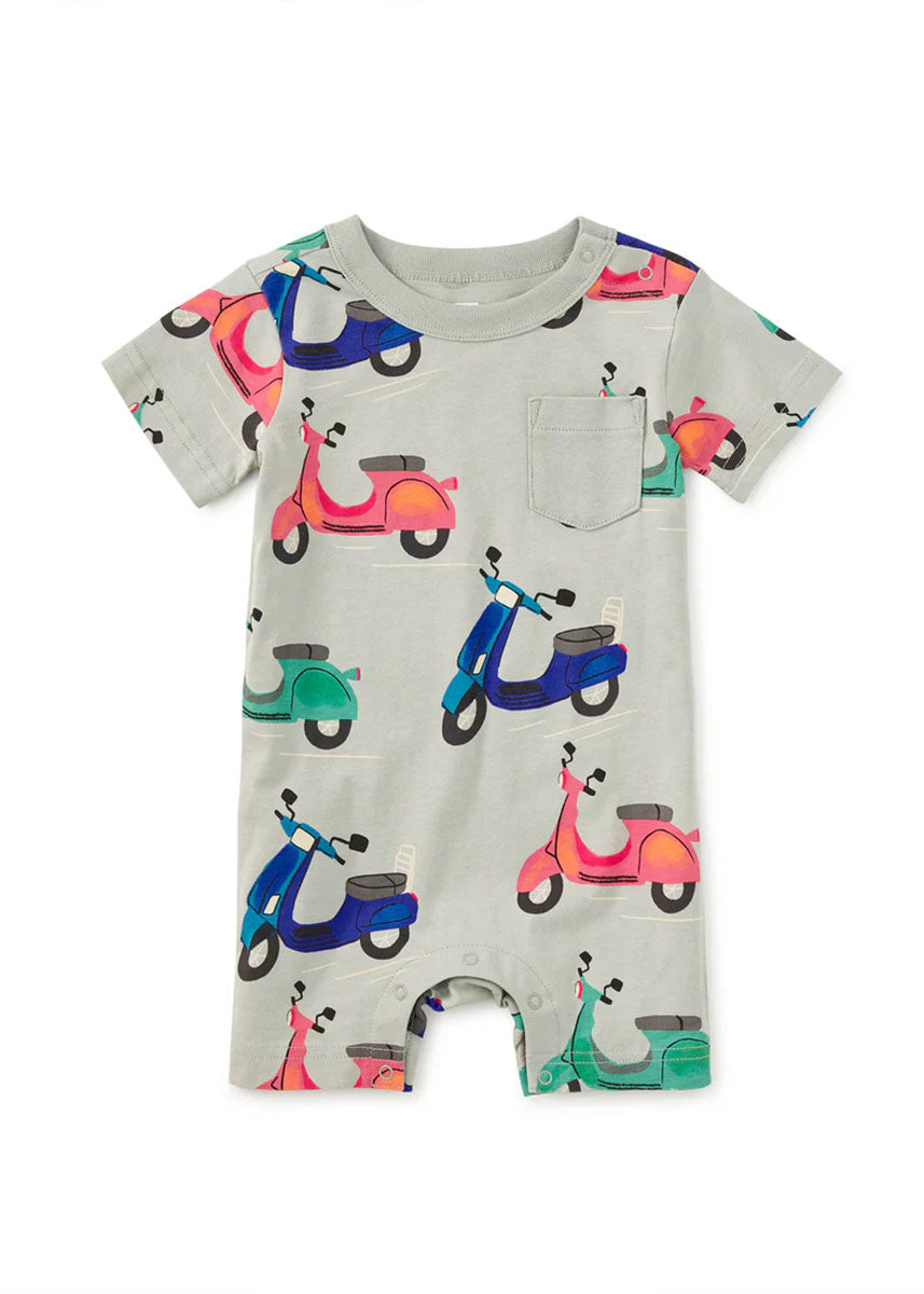 Pocket Shortie Baby Romper - Zoom Zoom