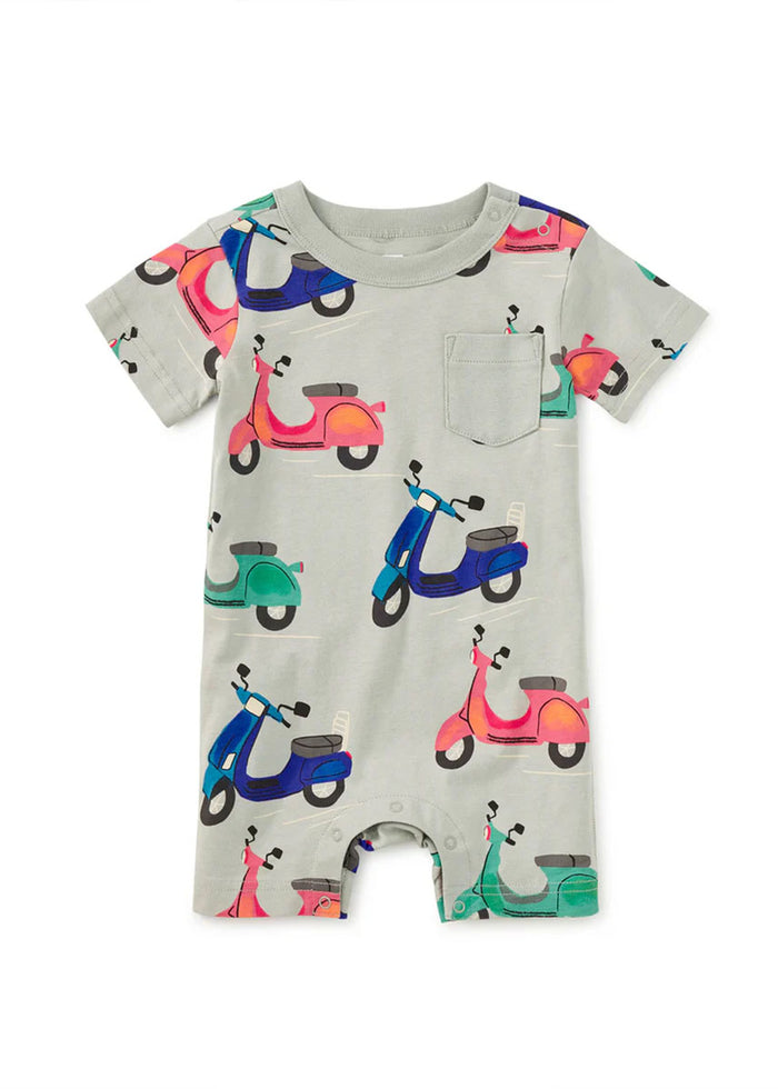 Pocket Shortie Baby Romper - Zoom Zoom