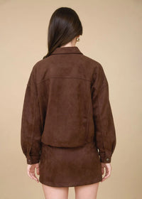 Dawson Faux Suede Zip Jacket - Chocolate Brown