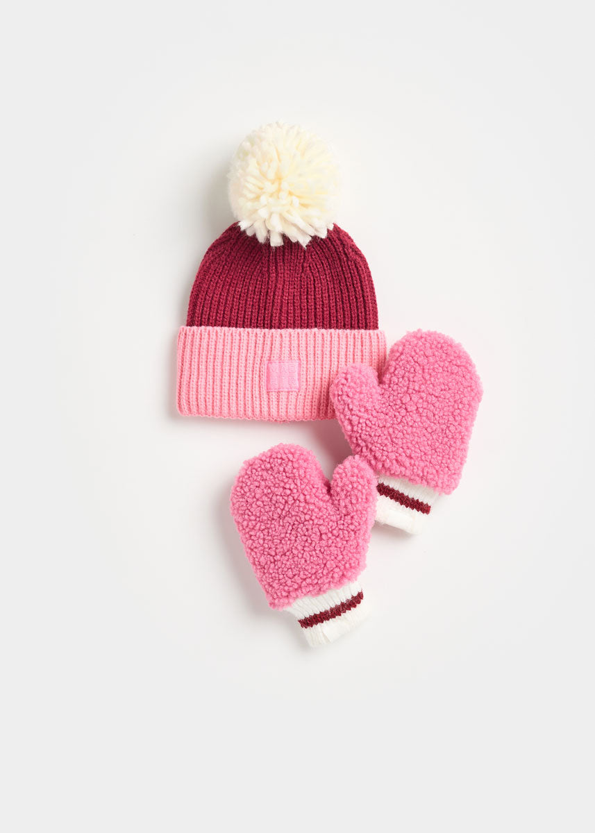 MAD HTR Two-Tone Beanie - Infant - Burgundy & Sachet Pink