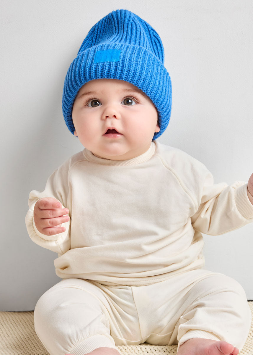 Infant Mad Hatter Ribbed Knit Beanie - Cobalt