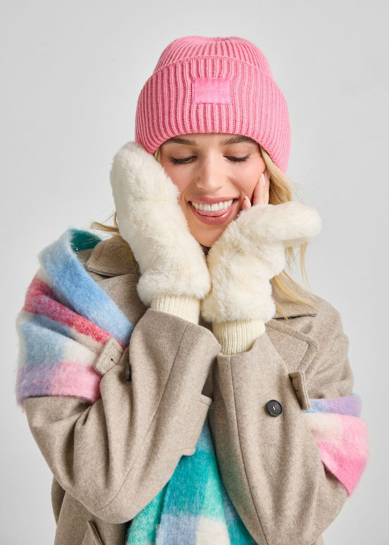 Adult Mad Hatter Ribbed Knit Beanie - Sachet Pink
