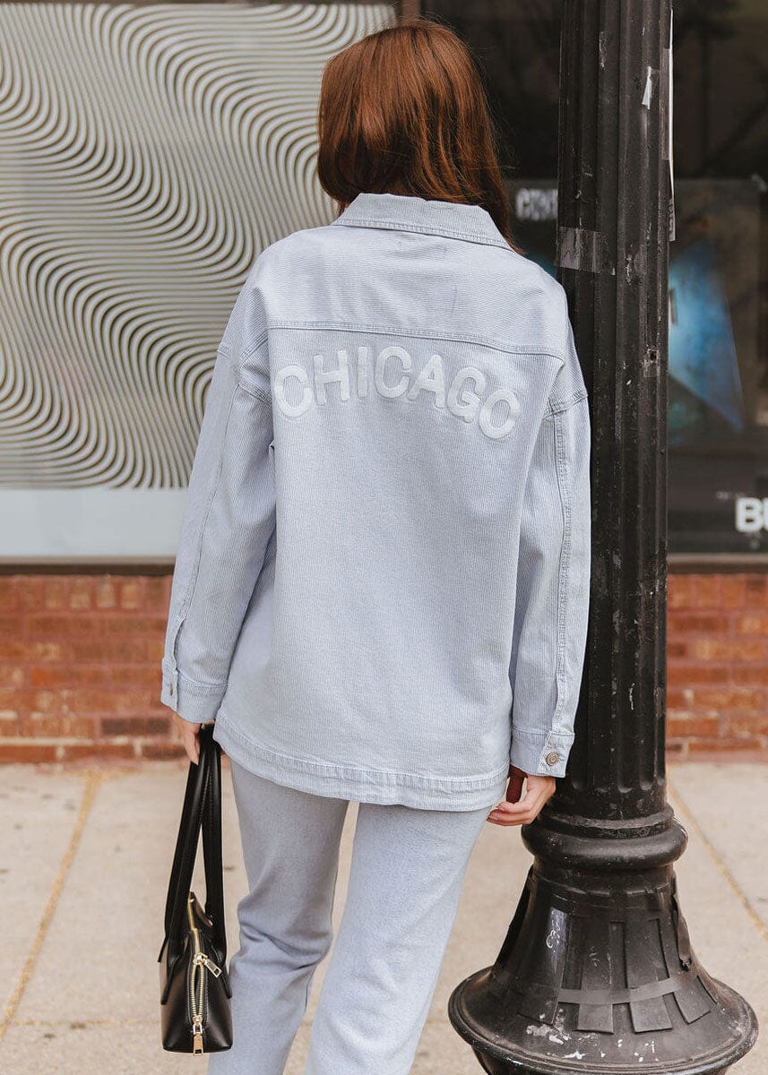 Chicago Denim Jacket - Blue White Pinstripe