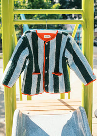 Striped Printed Fleece Jacket