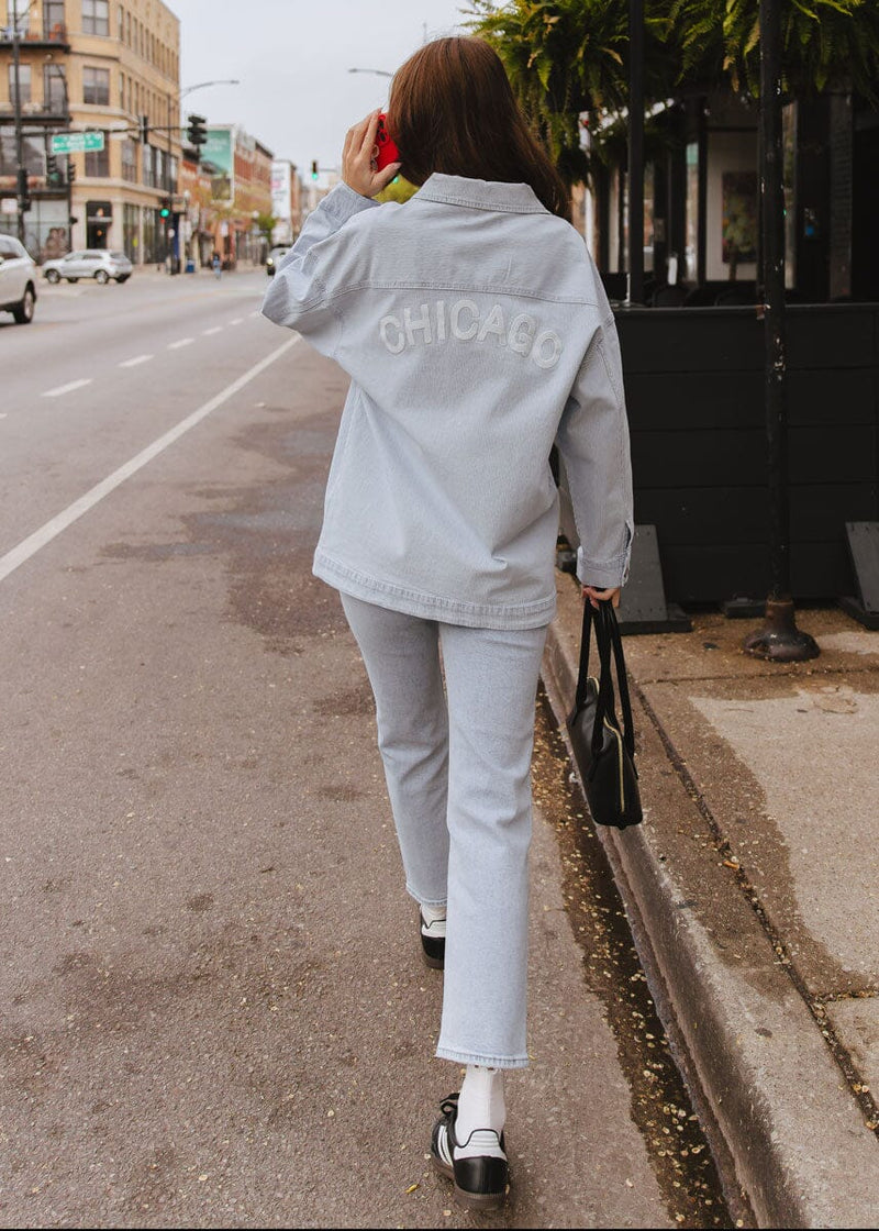 Chicago Denim Jacket - Blue White Pinstripe