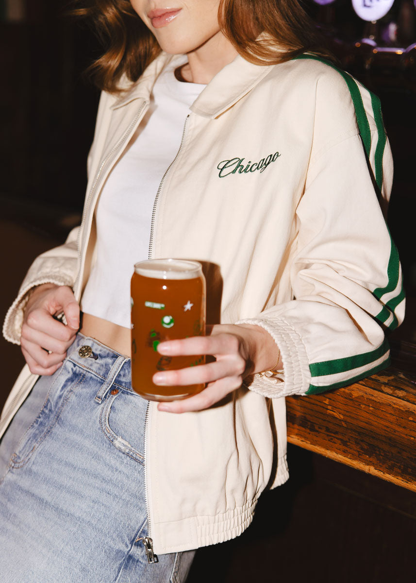 Chicago Varsity Double Stripe Jacket - Green