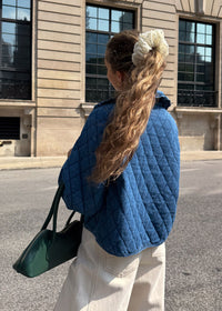 James Quilted Tie-Front Jacket - Denim