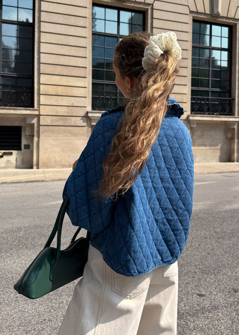 James Quilted Tie-Front Jacket - Denim