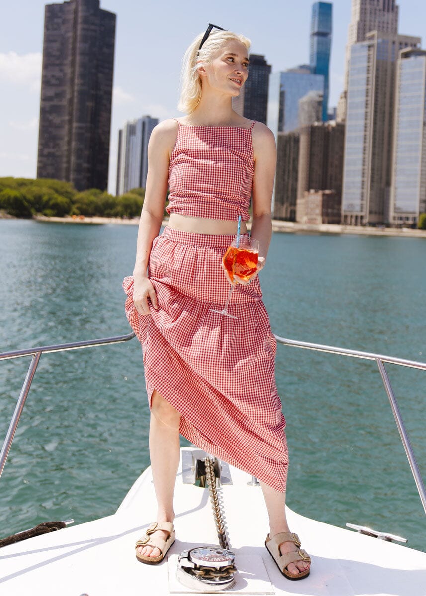 Jamie Midi Skirt - Red Gingham