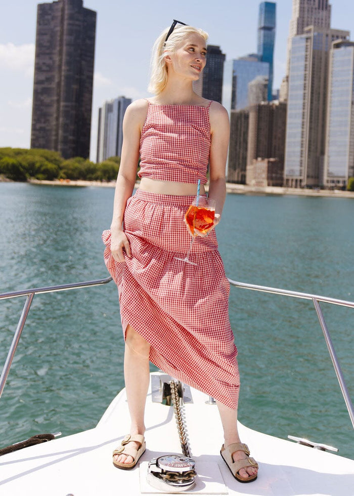 Jamie Midi Skirt - Red Gingham