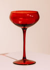 Jewel-Toned Stemmed Coupe Glasses - Ruby Red