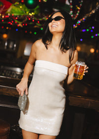 Julia Sequin Mini Dress - Cream