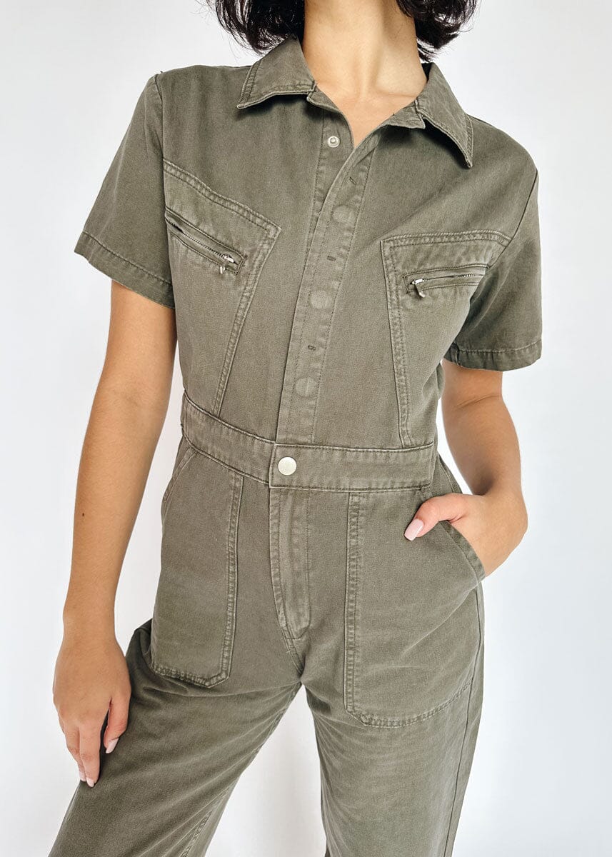 Chancey Washed Utility Jumpsuit - Charcoal