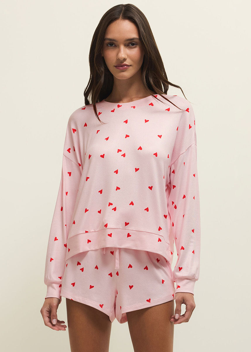 Mira Heart LS Top - Pink Marshmallow
